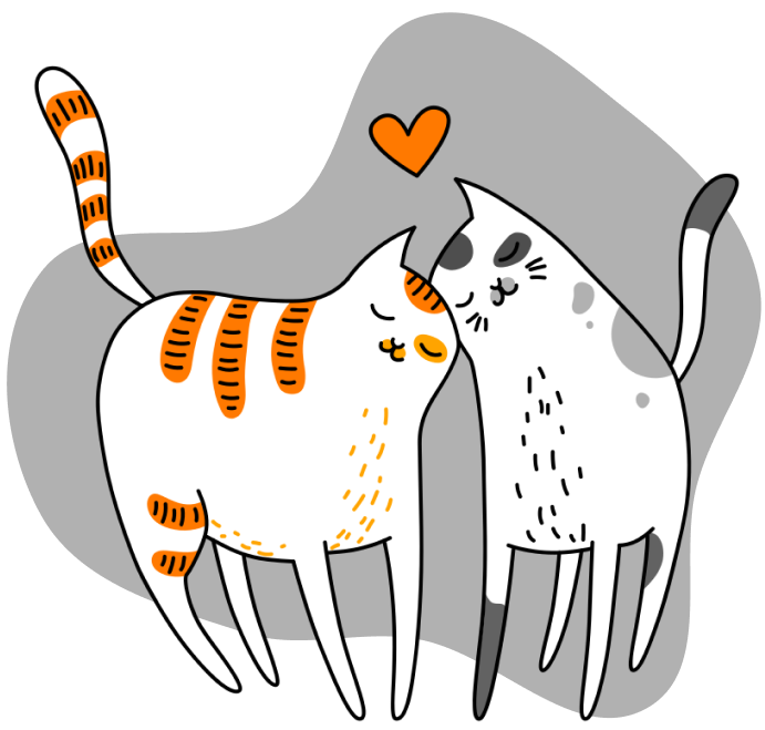 Ilustração de 2 gatos juntos